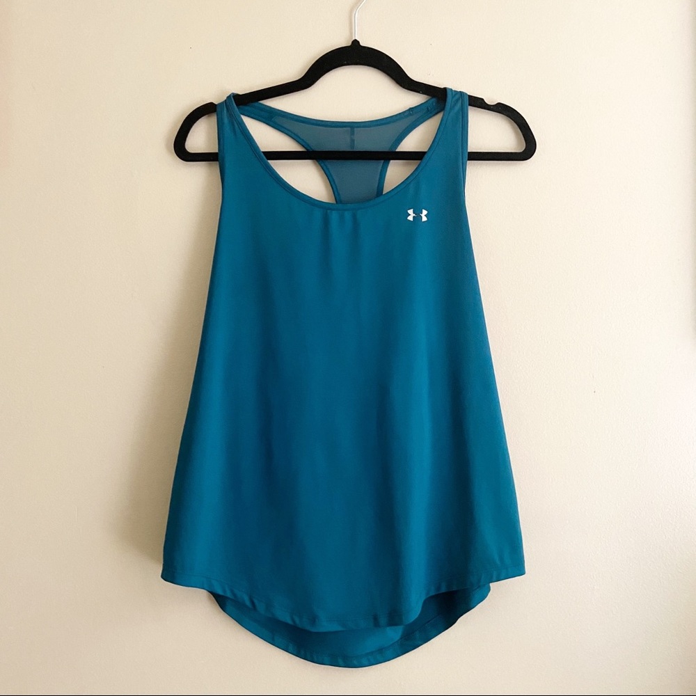 Under armour• Poseidon blue athletic razor back tank top